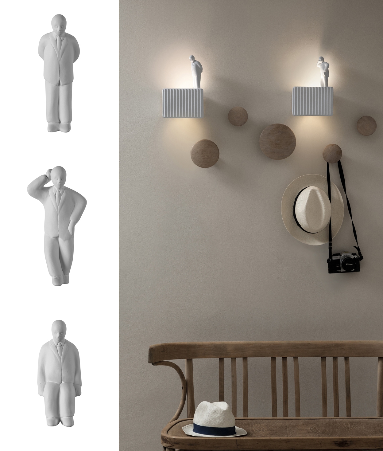 Dykker tetraeder Fuld Ceramic Wall Light with Fun Figure - Umarell by Giorgio Biscaro