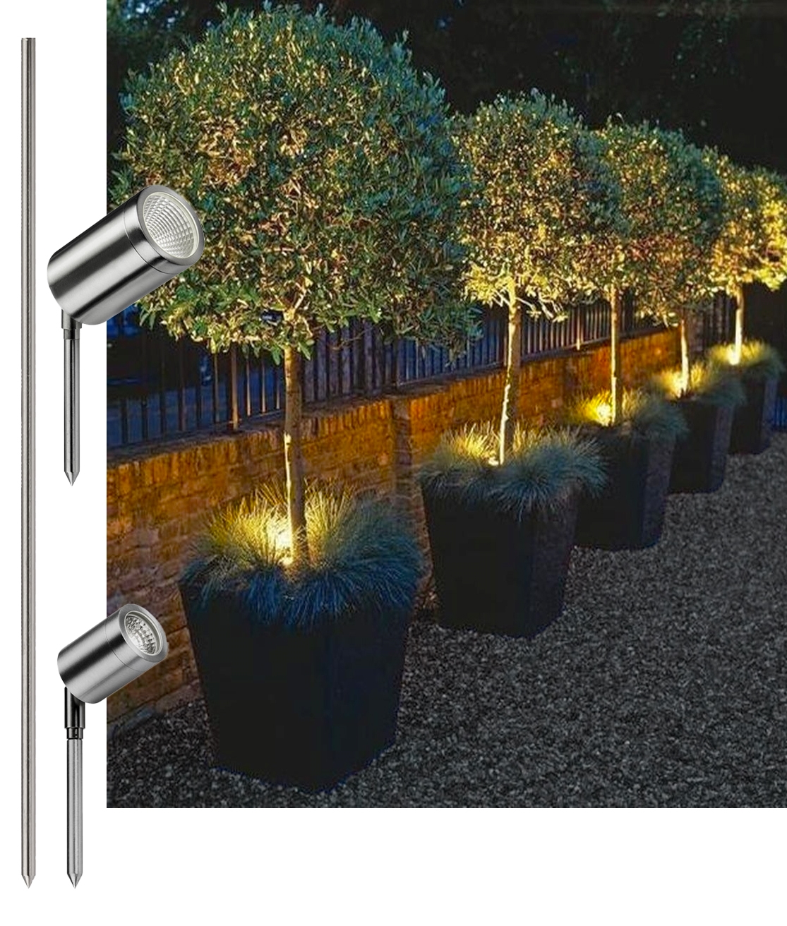 Spike Light - Small Enough be used in a Planter - Stainless Steel