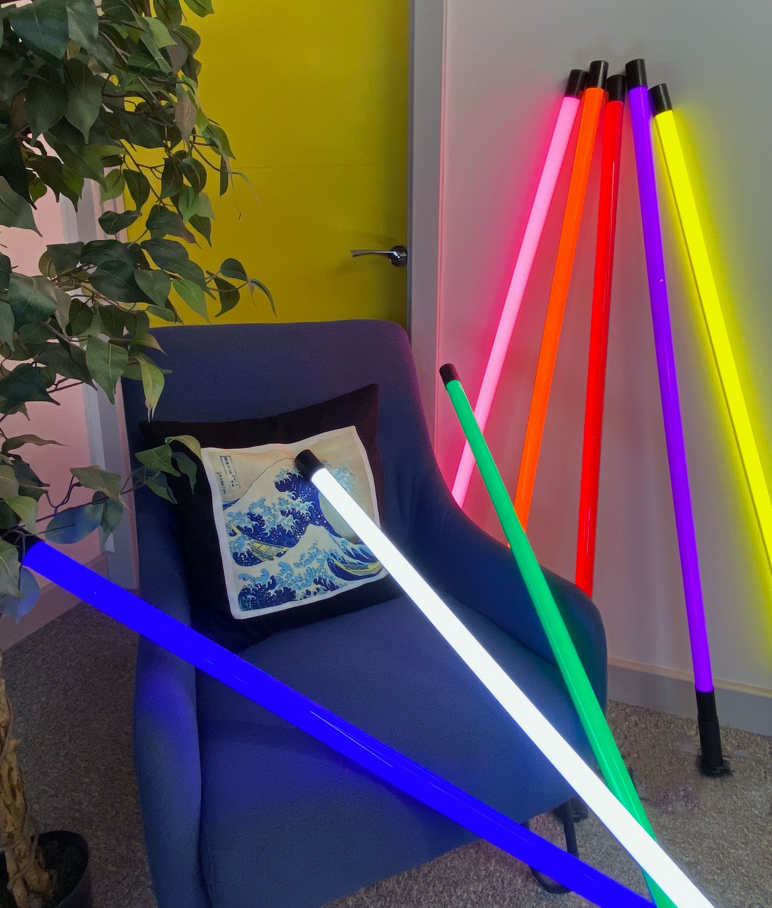 LED Tube in Colours including Stand and Wall Clips