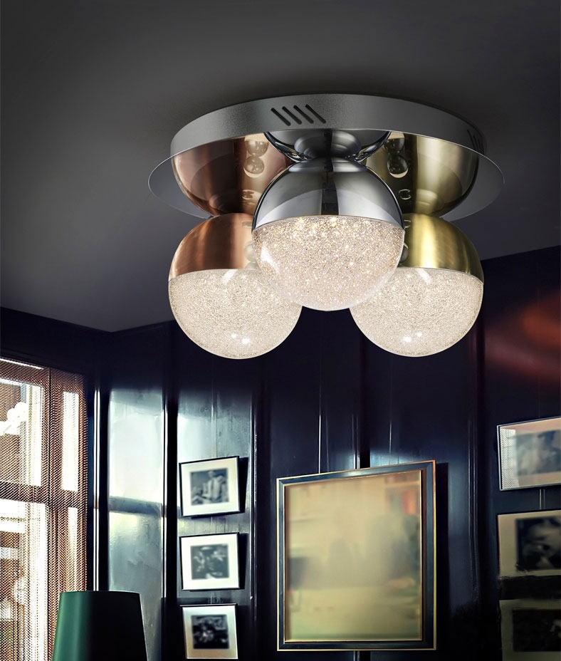Schuller Flush Mounted Sphere Light with Glitter Globes