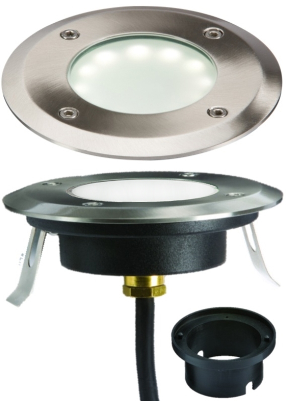 Led Super Shallow Recessed Ground Light Only 40mm Depth White Or Blue Leds