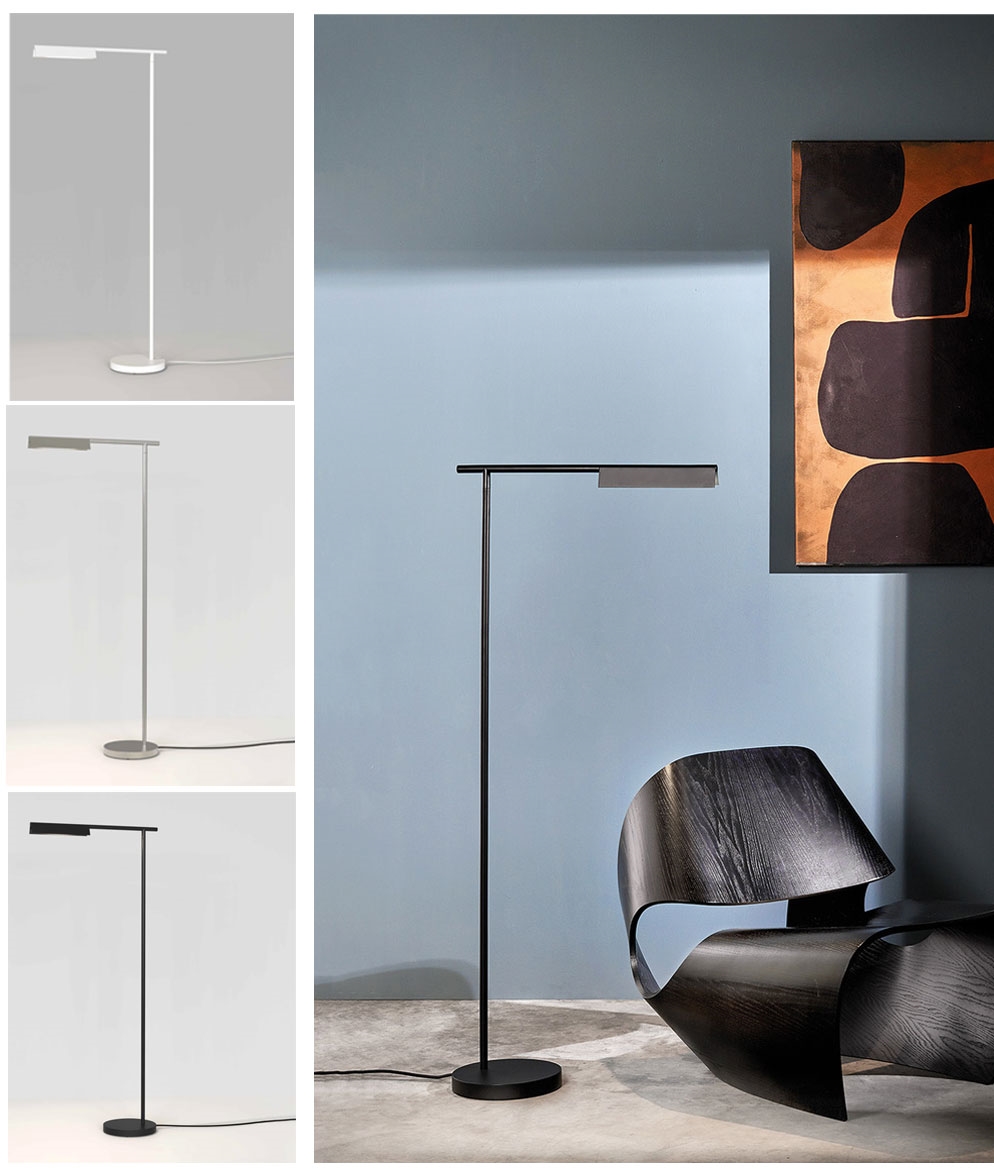 Floor Lamp with Adjustable Head & LED in 3 Finishes