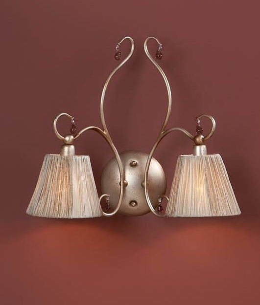 Double Aged Gold & Silver Wall Light with Shades