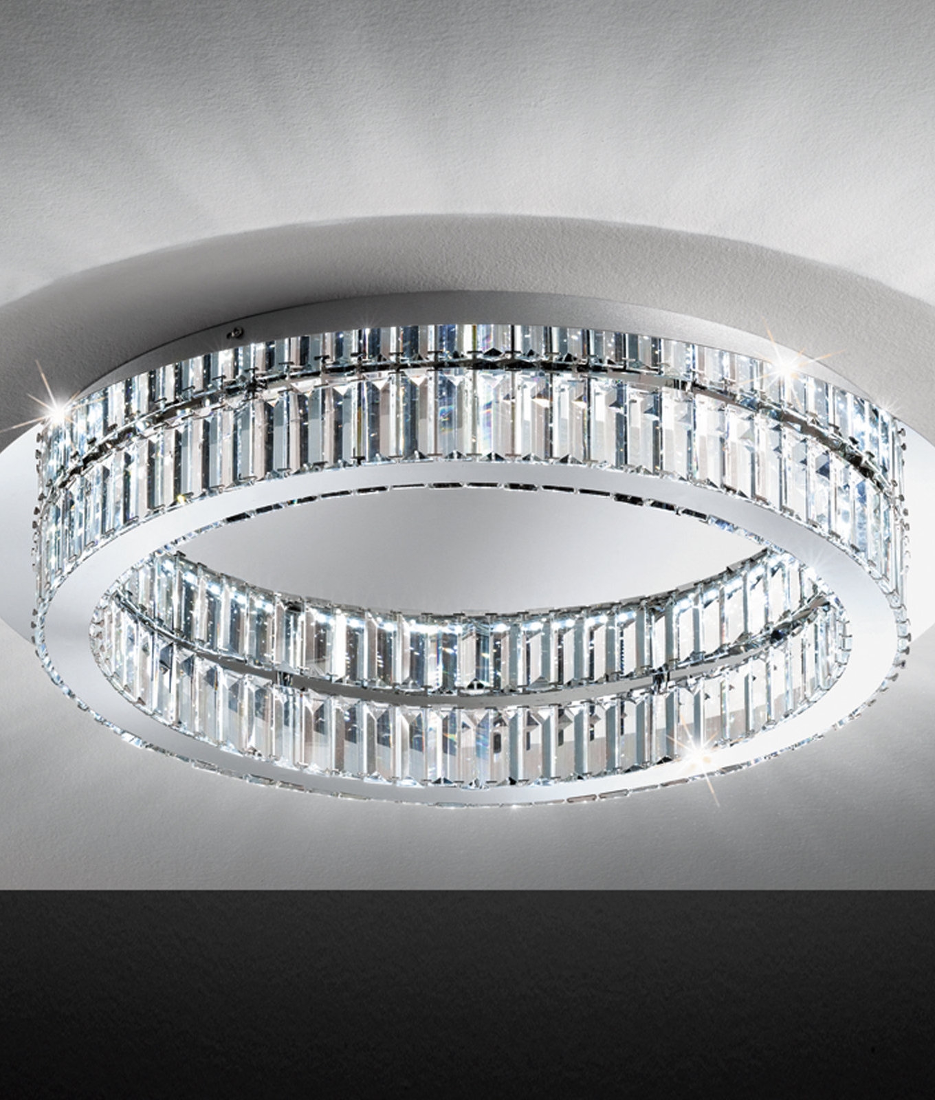 Flush Mounted Hooped Glass Crystal Light Latest Led Design