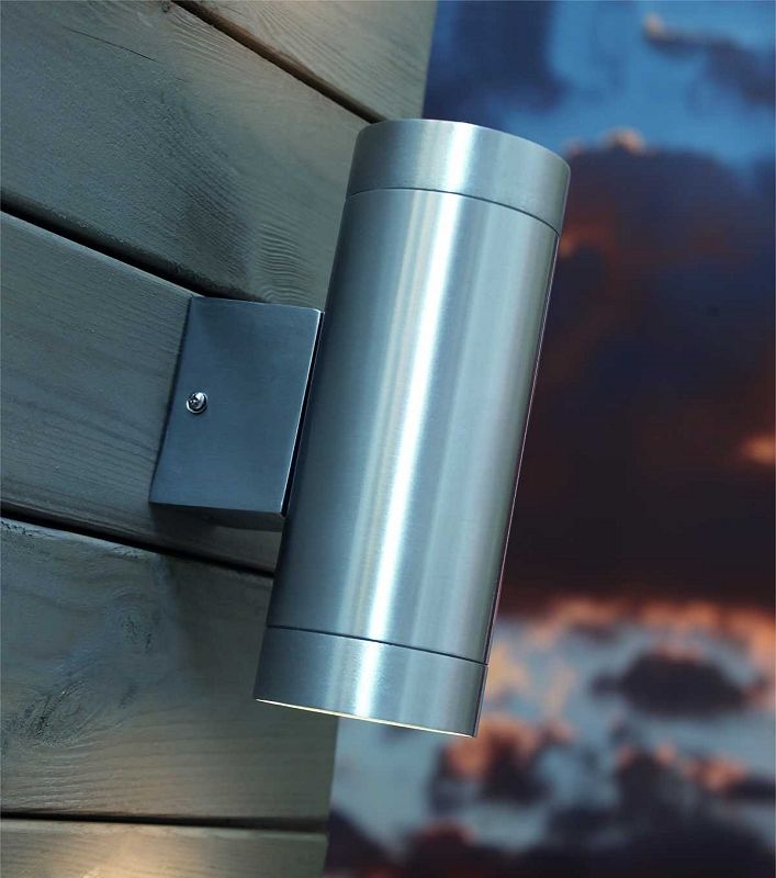 Wall Light In Brushed Aluminium Up And Down Brushed Aluminium Up Down Wall Light 200mm High Complete With Lamps