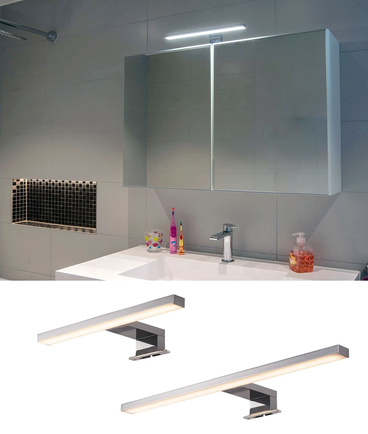 Bathroom over cabinet light with switch hotsell