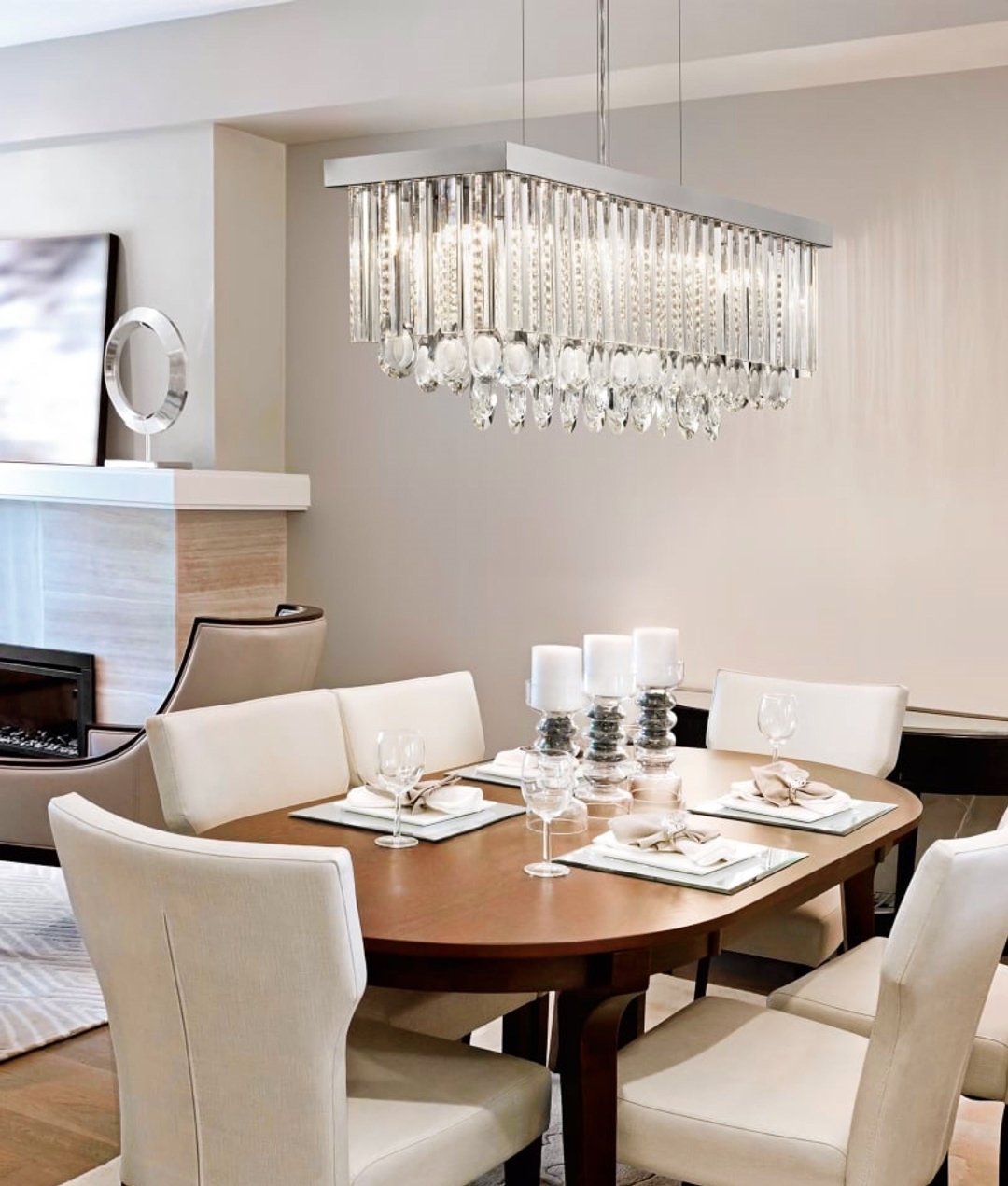 Crystal Droplet Wide Ceiling Light, How Wide Should A Light Be Over Dining Table