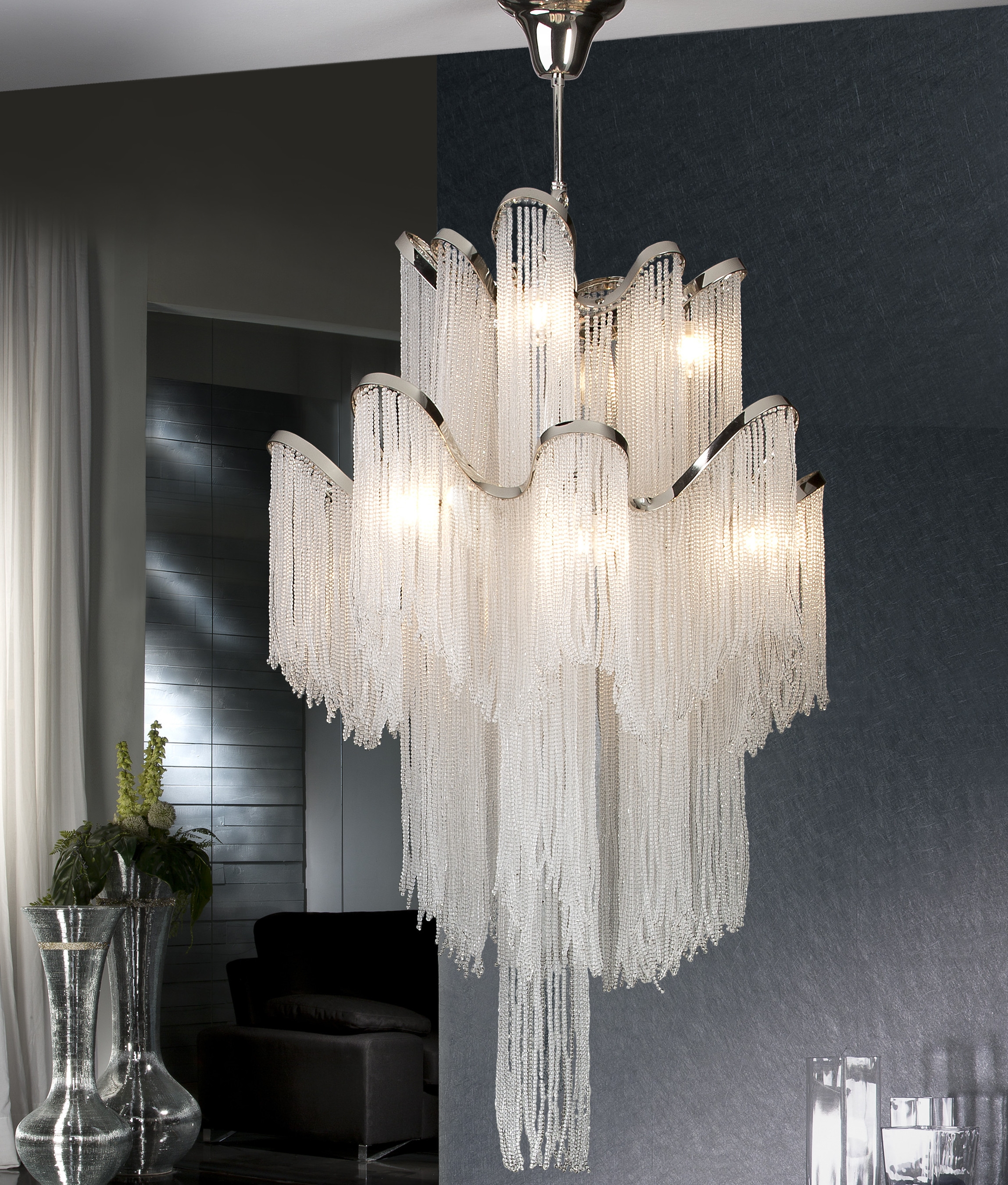 Large Long Drop Crystal Feature Light