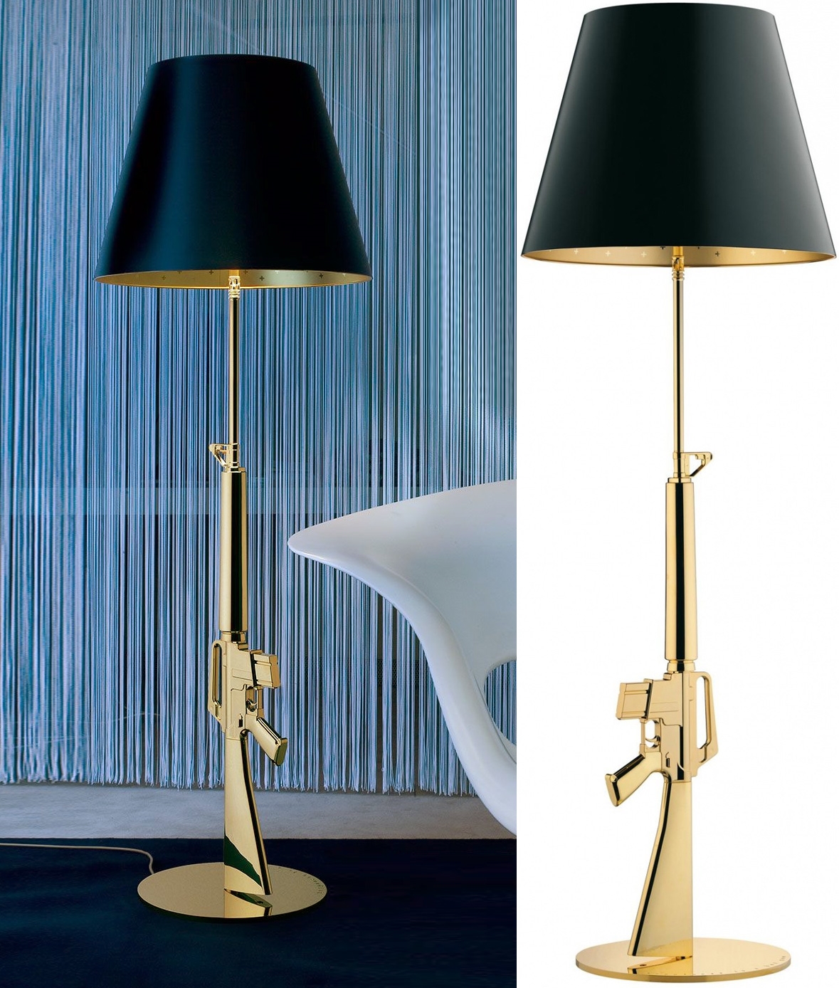 Velsigne Gør alt med min kraft Bevis Flos Guns Lounge Lamp by Philippe Starck in Gold