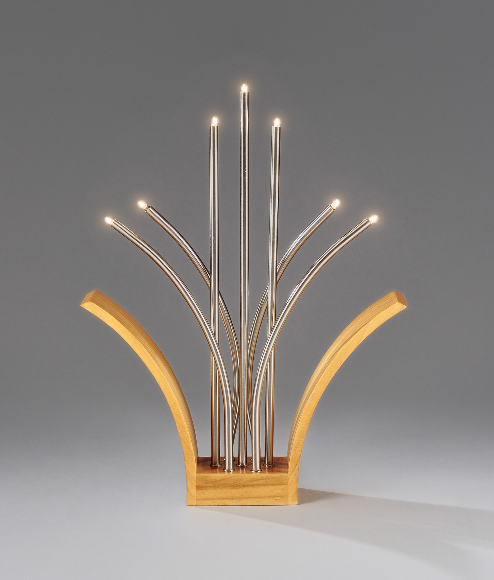 Contemporary Metal And Wood Christmas Candlestick