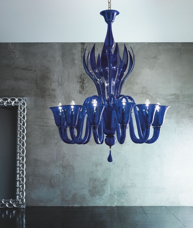 Murano Glass Chandelier With Inverted Bell And Leaf Detailing Tap To Expand