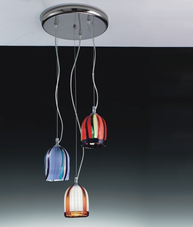 Murano Glass Pendant In Multi Colours, Multi Coloured Ceiling Light Uk