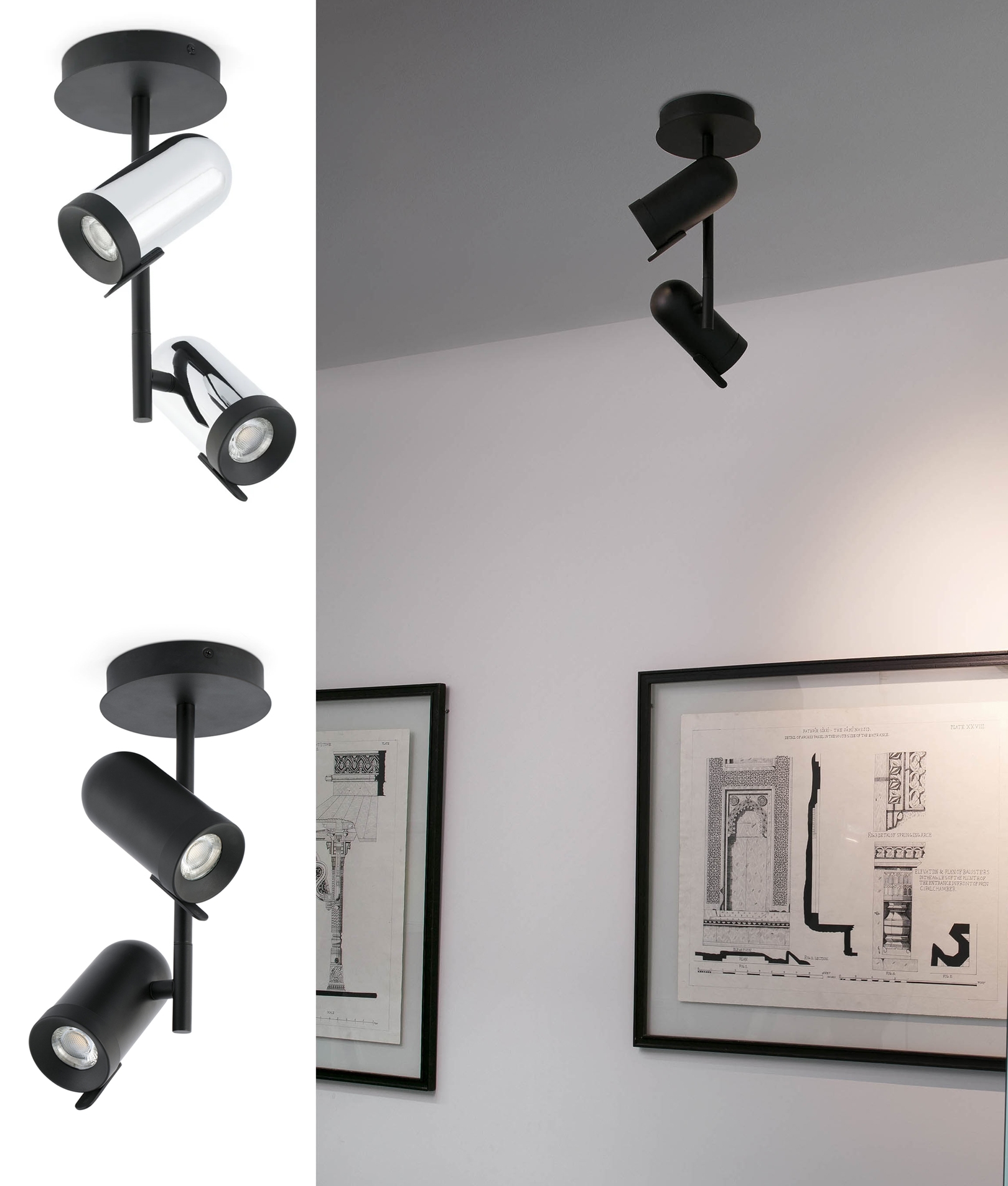 QAZQA Design/Modern Spotlight Ceiling Qubo 2 White Aluminium Rectangle GU10 Max 2-Way/Indoor Lighting/Lights/Lamps/Living Room/Kitchen 2 x Watt