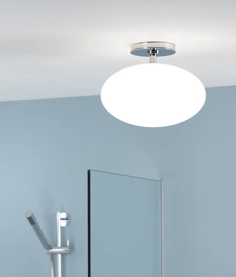 Oval Bathroom Ceiling Light Duplex Opal Glass On Chrome Drop