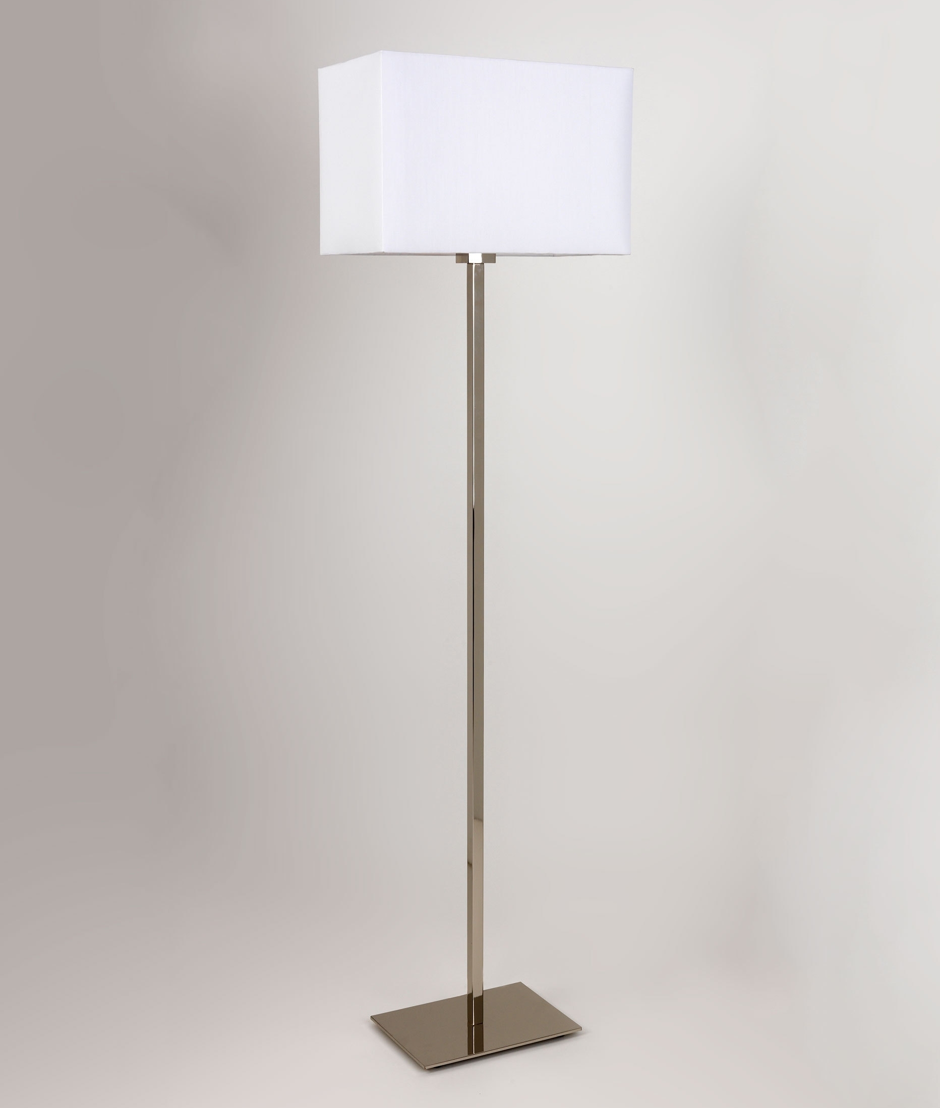 A Floor Standing Lamp With Square Stem And Plate Optional Matching Rectangular Fabric Shades Floor Standing Lamp With A Square Stem, Square Floor Lamp Shade