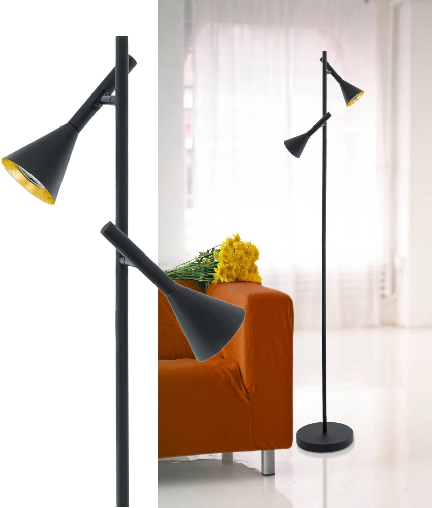 Modern Black Adjustable Floor Lamp LED Standing Reading Light with