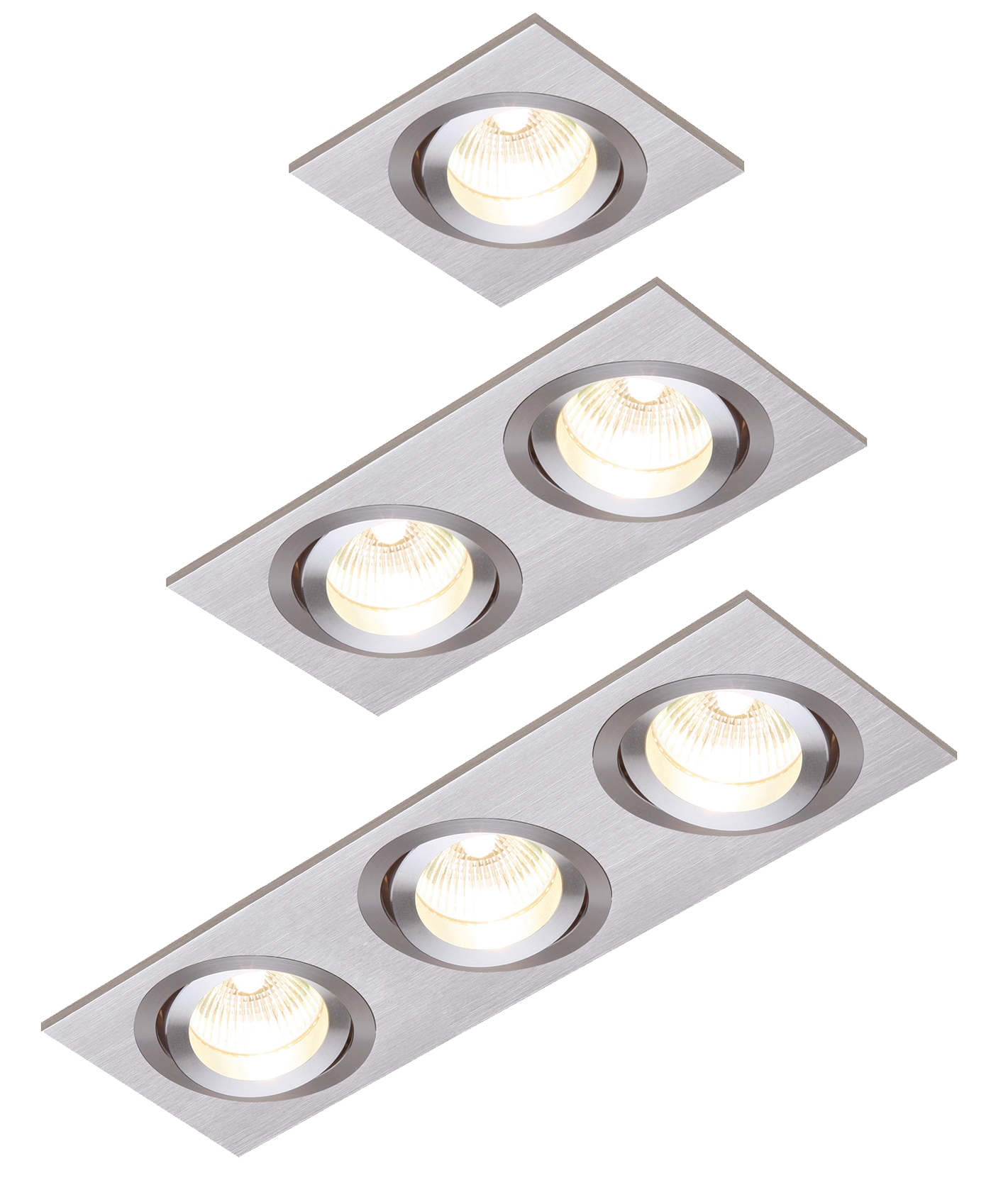 Triple Recessed Adjustable Spotlight For GU10 Lamps Relamp from