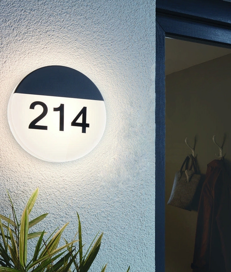 Light Up Round Wall Mounted House Number Bulkhead LED