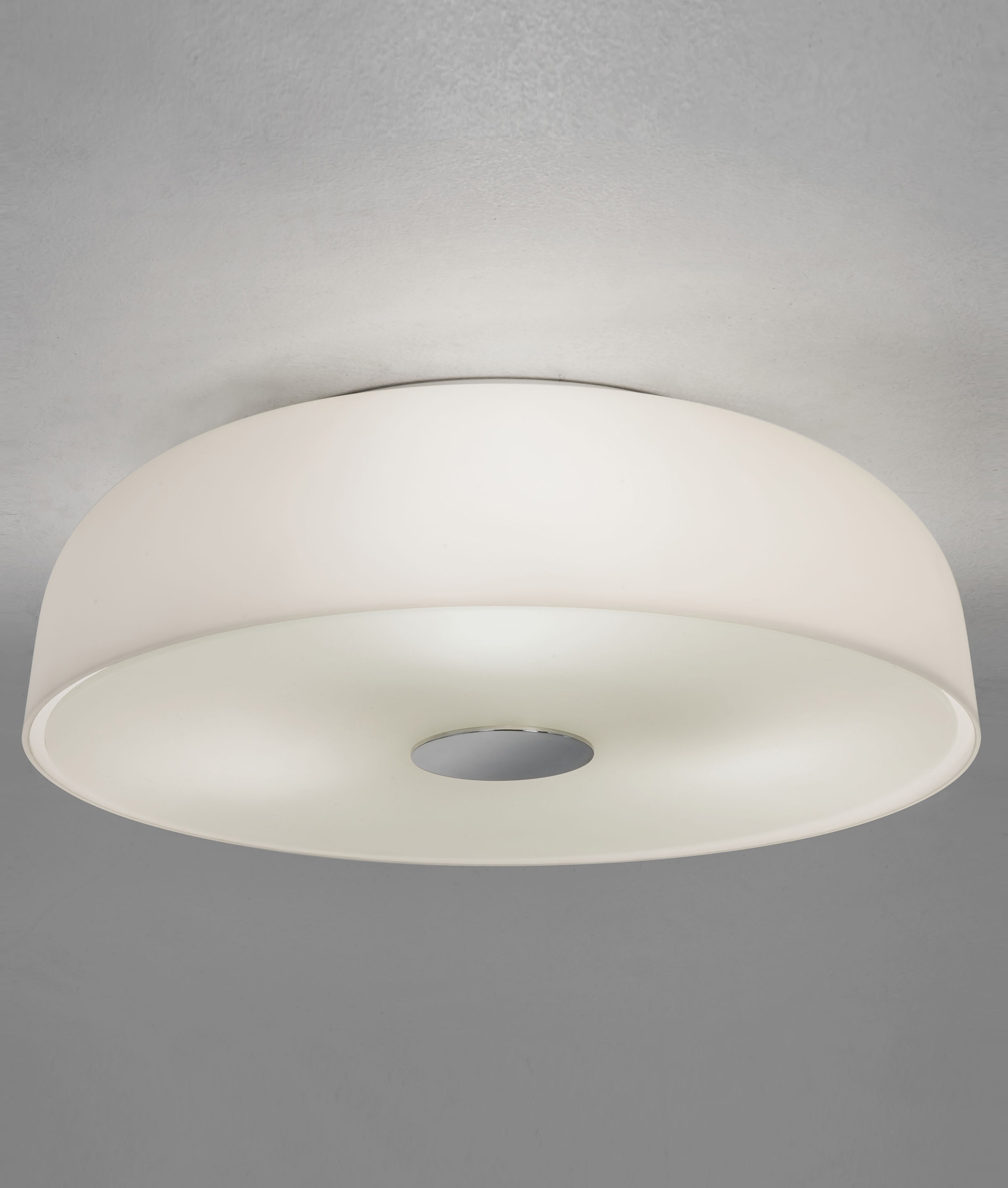 Flush Round Opal Glass Ceiling Light - Bathroom Suitable