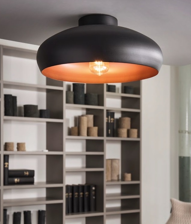 Black Or White Semi Flush Round Ceiling Light