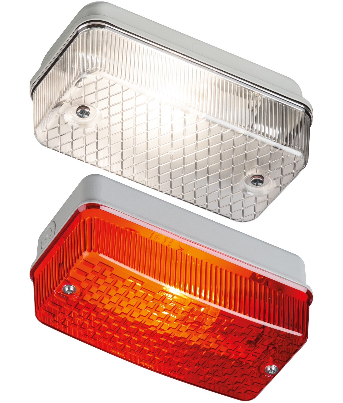 100W IP65 ES E27 Aluminium Base Bulkhead in Clear or Red for Inside & Outside 