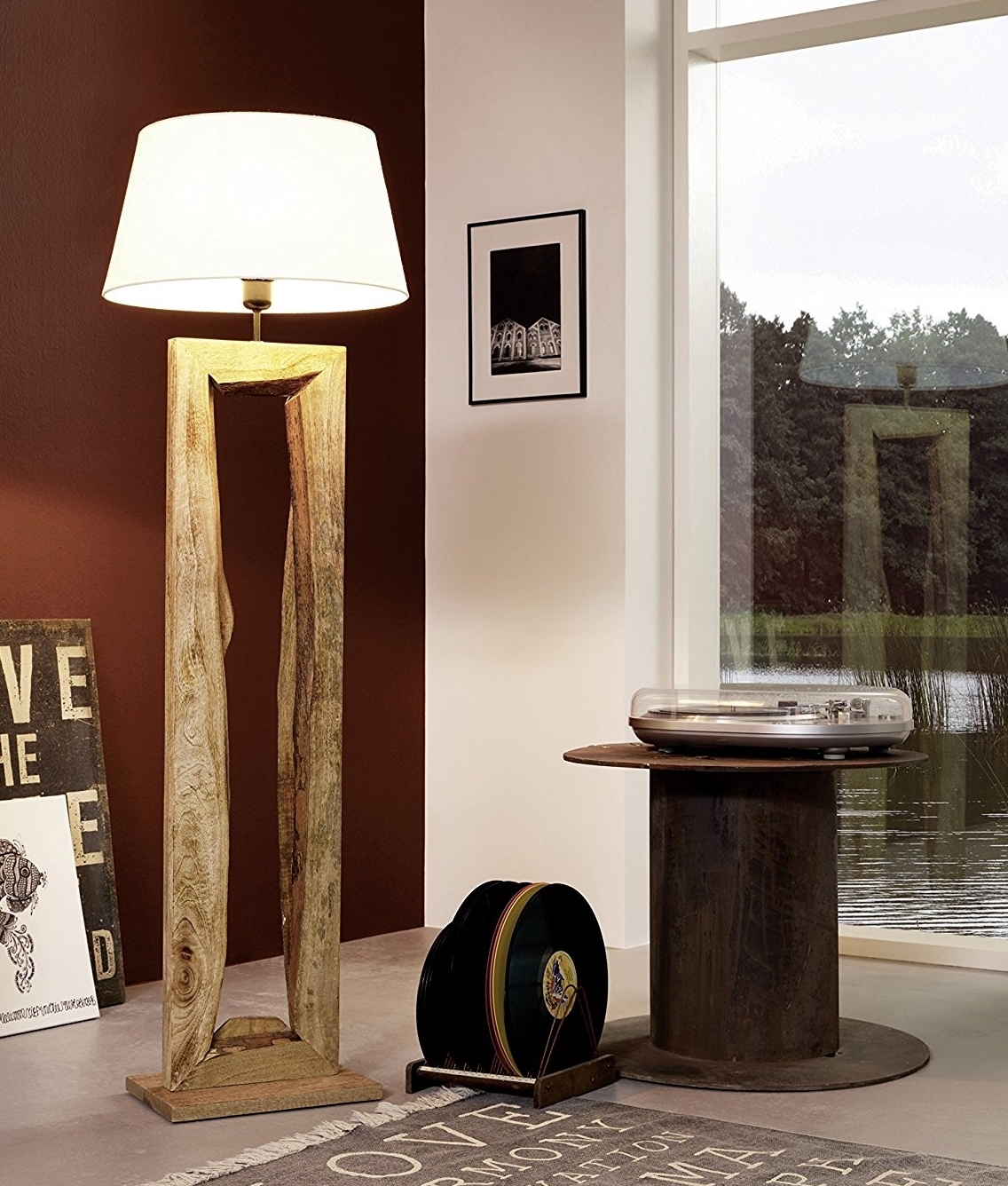 Driftwood Wooden Floor Lamp With, Wide Driftwood Table Lamp