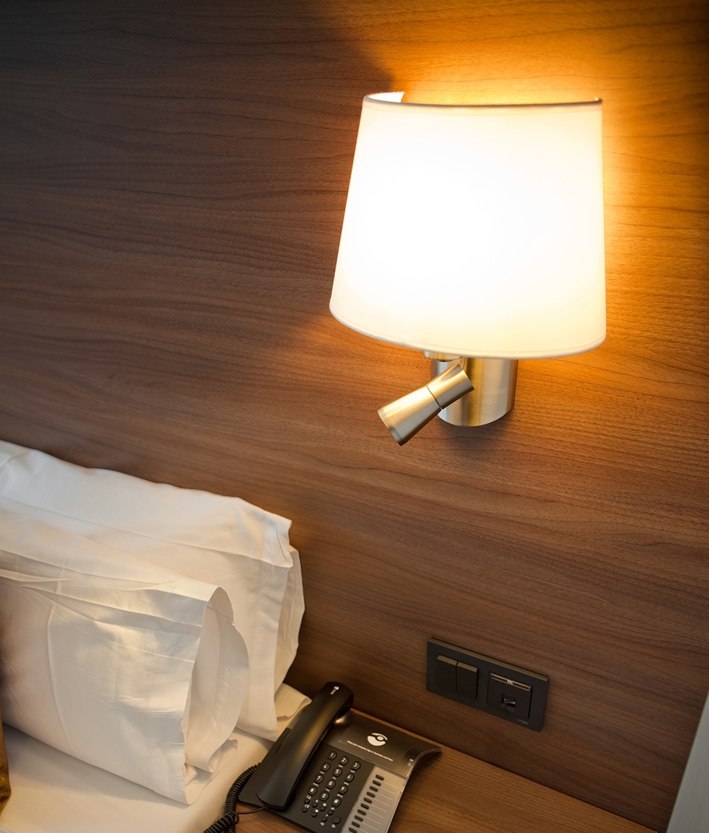 Satin Nickel Finish LED Bedside Reading Light - Two Shade Options