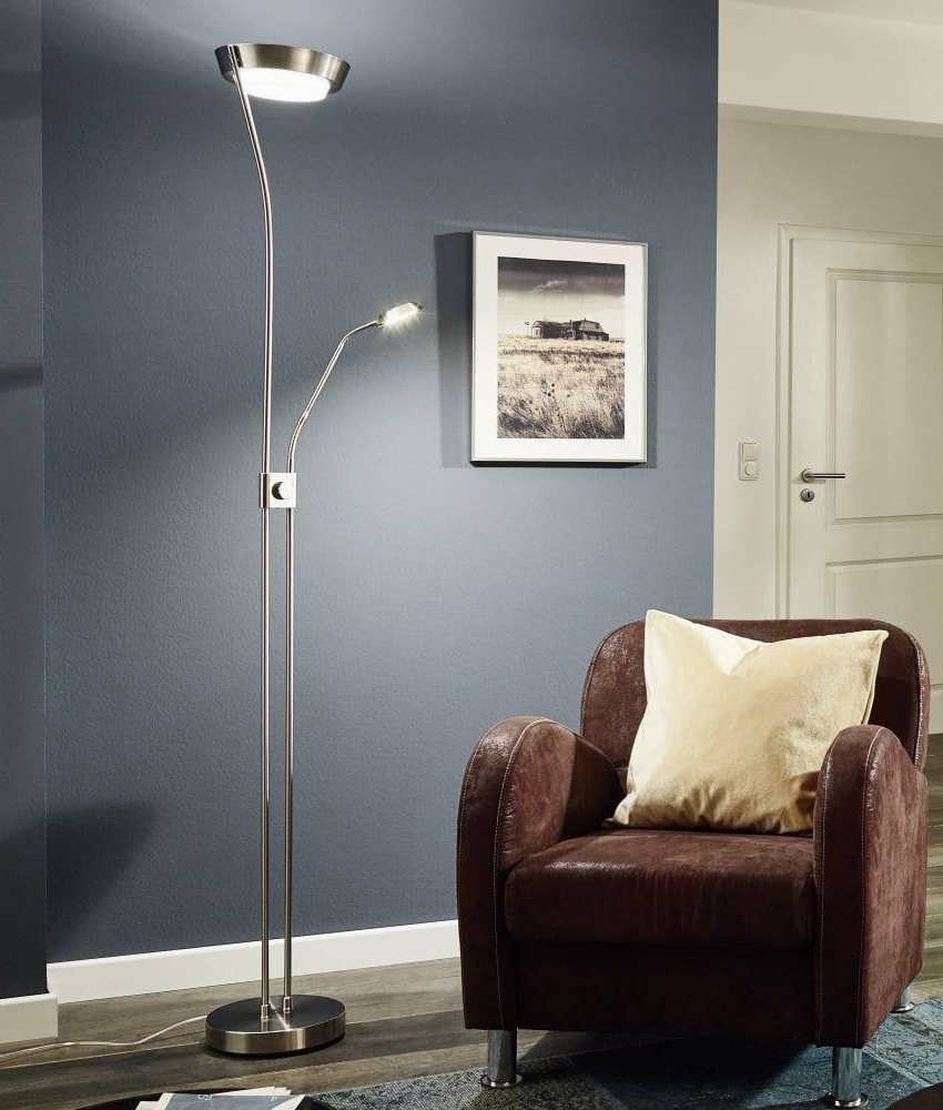 Led Nickel Floor Lamp With In Built Dimmer, Floor Lamp With Dimmer