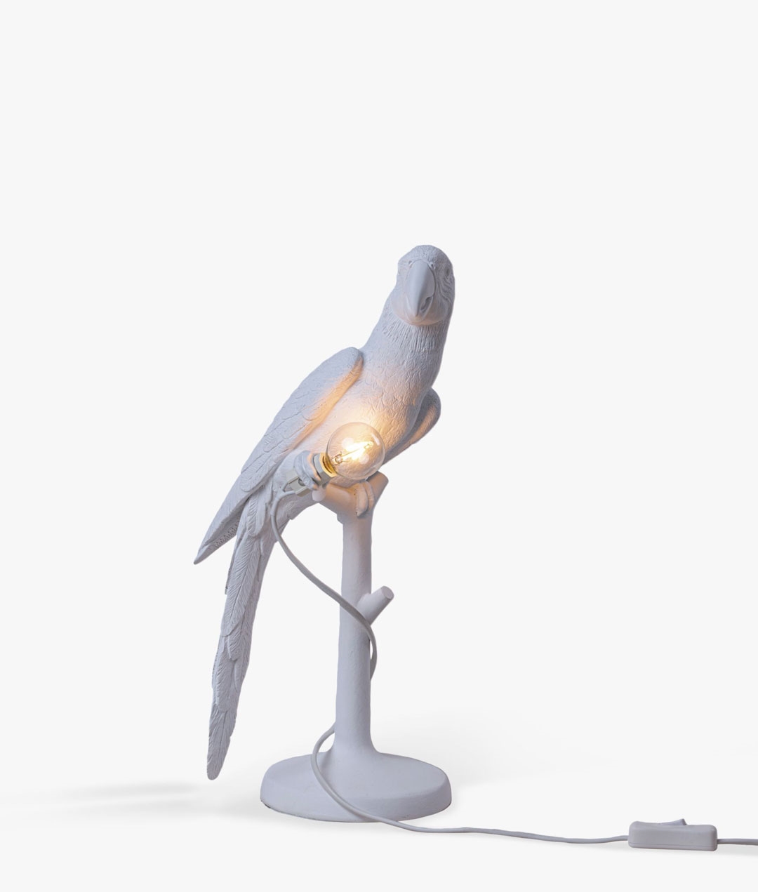 White Parrot Table Lamp in Resin inc LED Lamp