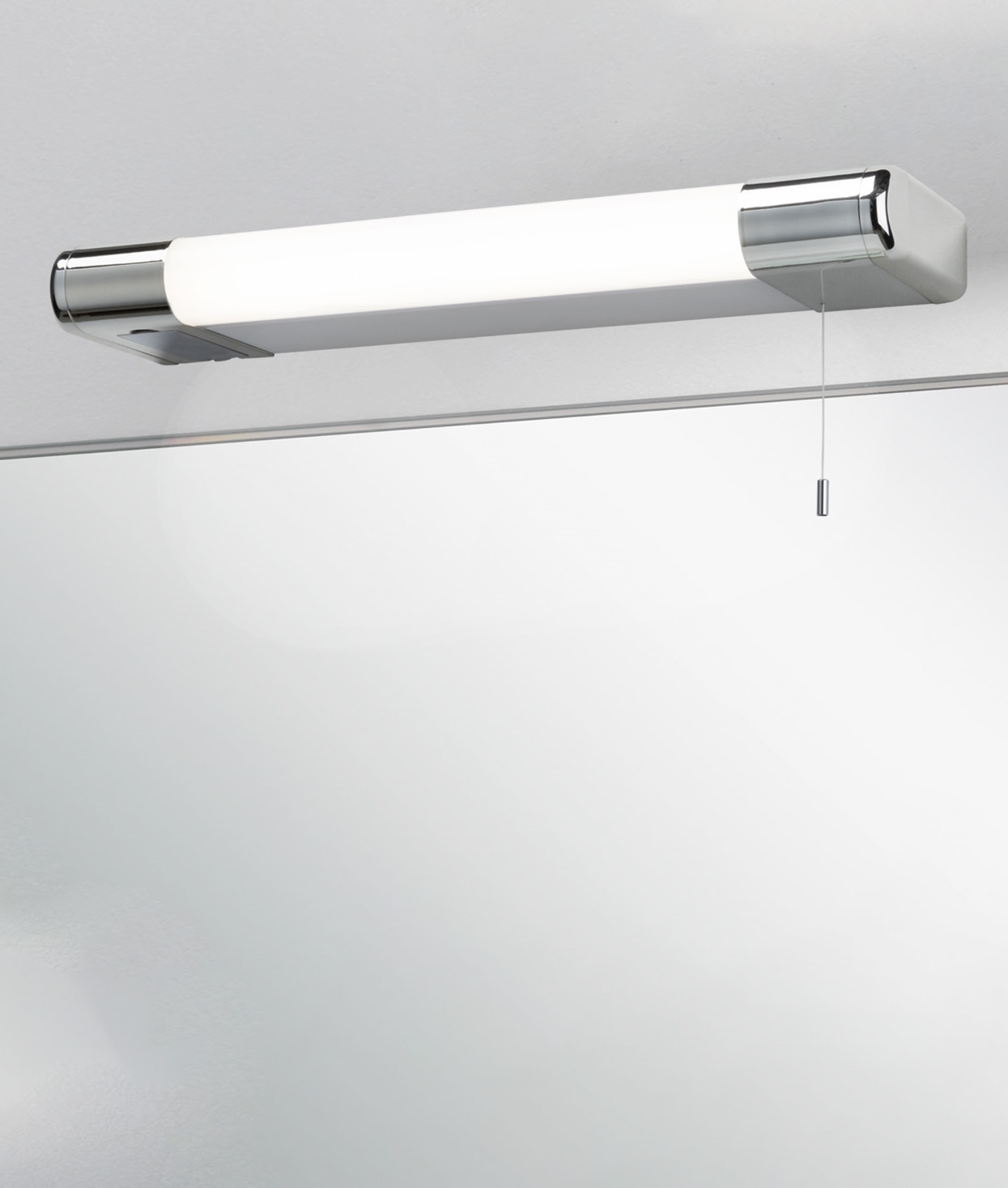 Chrome Bathroom Wall Light and Shelf with 2 x USB 5v Sockets and Shaver