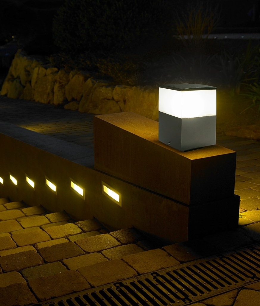Cubic Outdoor Mini Bollard Two Grey Finishes