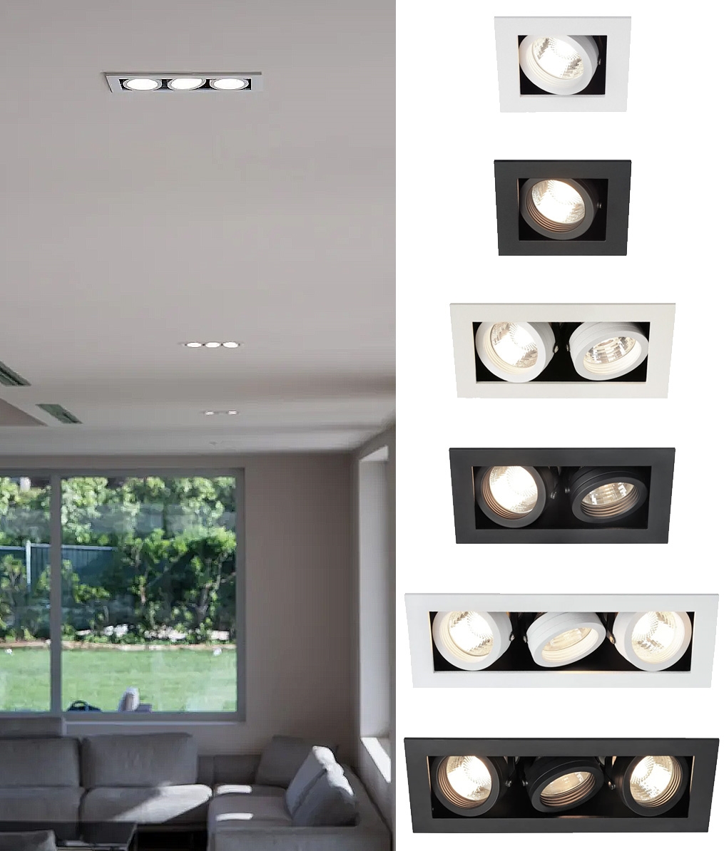 Recessed Box Adjustable GU10 Downlight Single, Double and Triple 3
