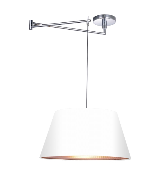 Chrome Finish Swing Arm Pendant With Black Or White Shade New In