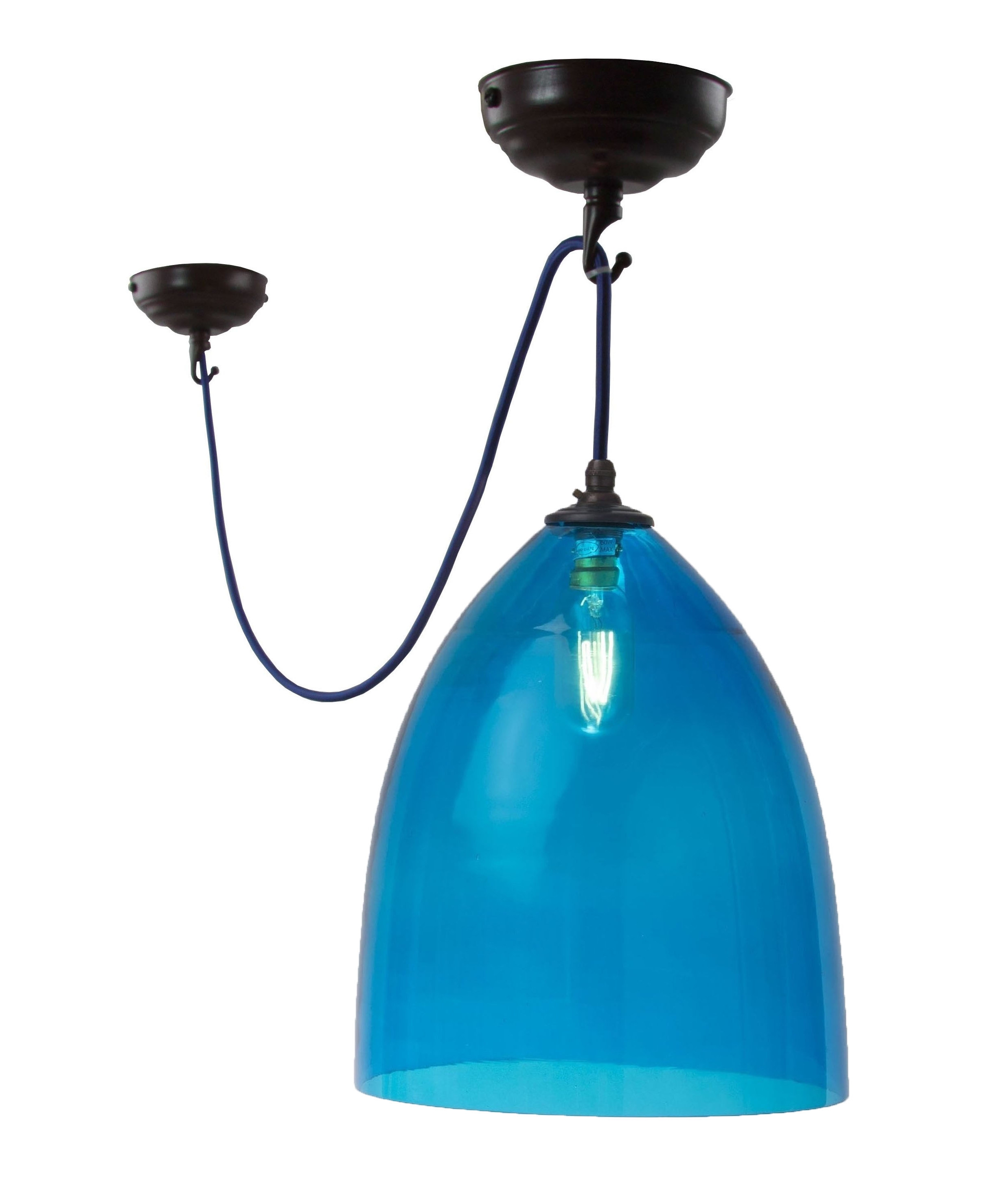 Hand Blown Sky Blue Glass Shade Pendant