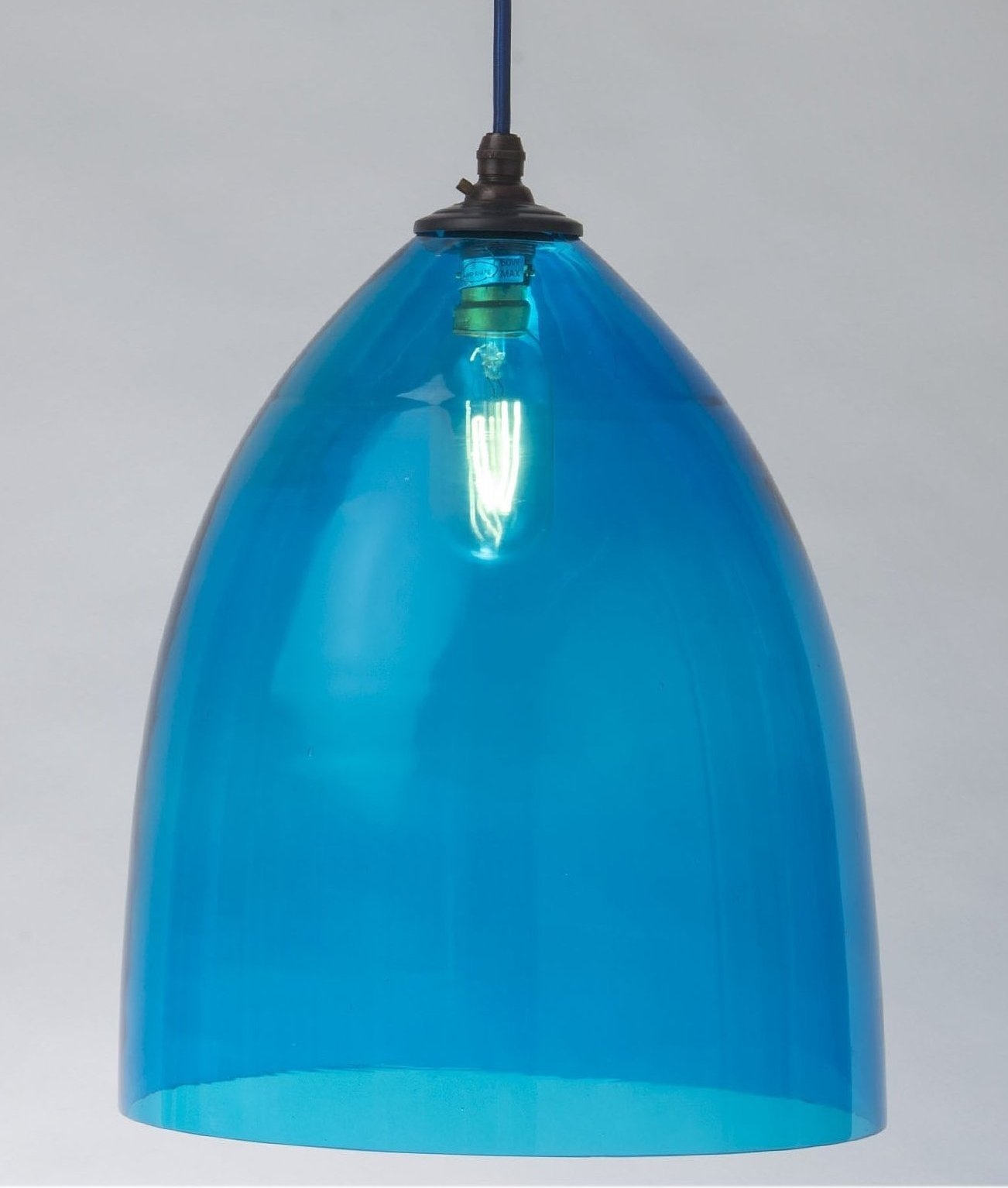 Hand Blown Sky Blue Glass Shade Pendant
