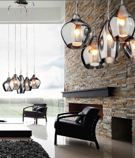 Smoked Glass Pendant Light Shade gorgeous five light cluster pendant with smoked iridescent glass shades