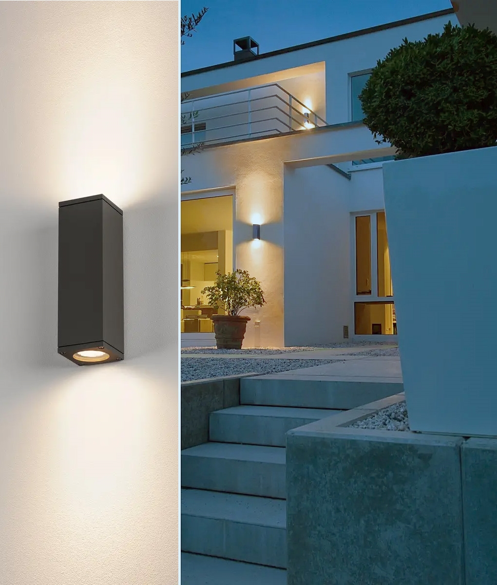 Tall Rectangular Up and Down IP44 Outdoor Wall Light