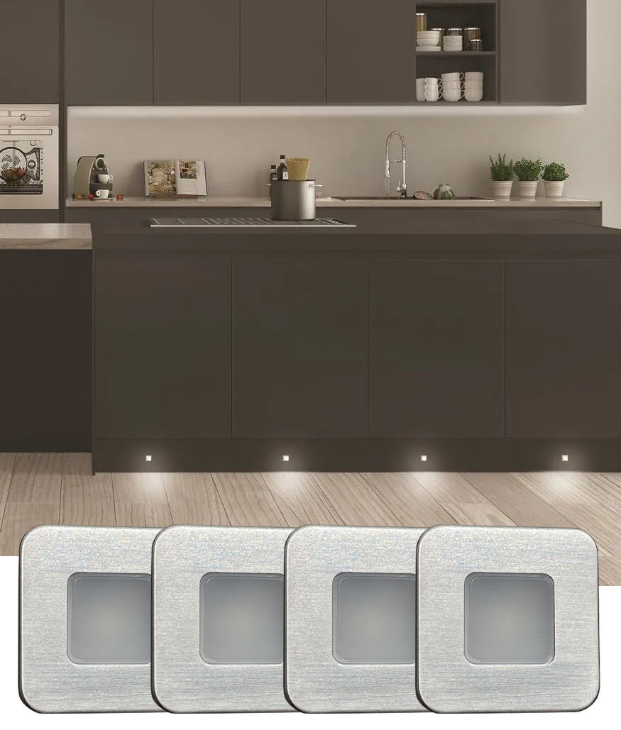 LED Square Plinth Light Kit 4 Lights and Driver Included for plug and