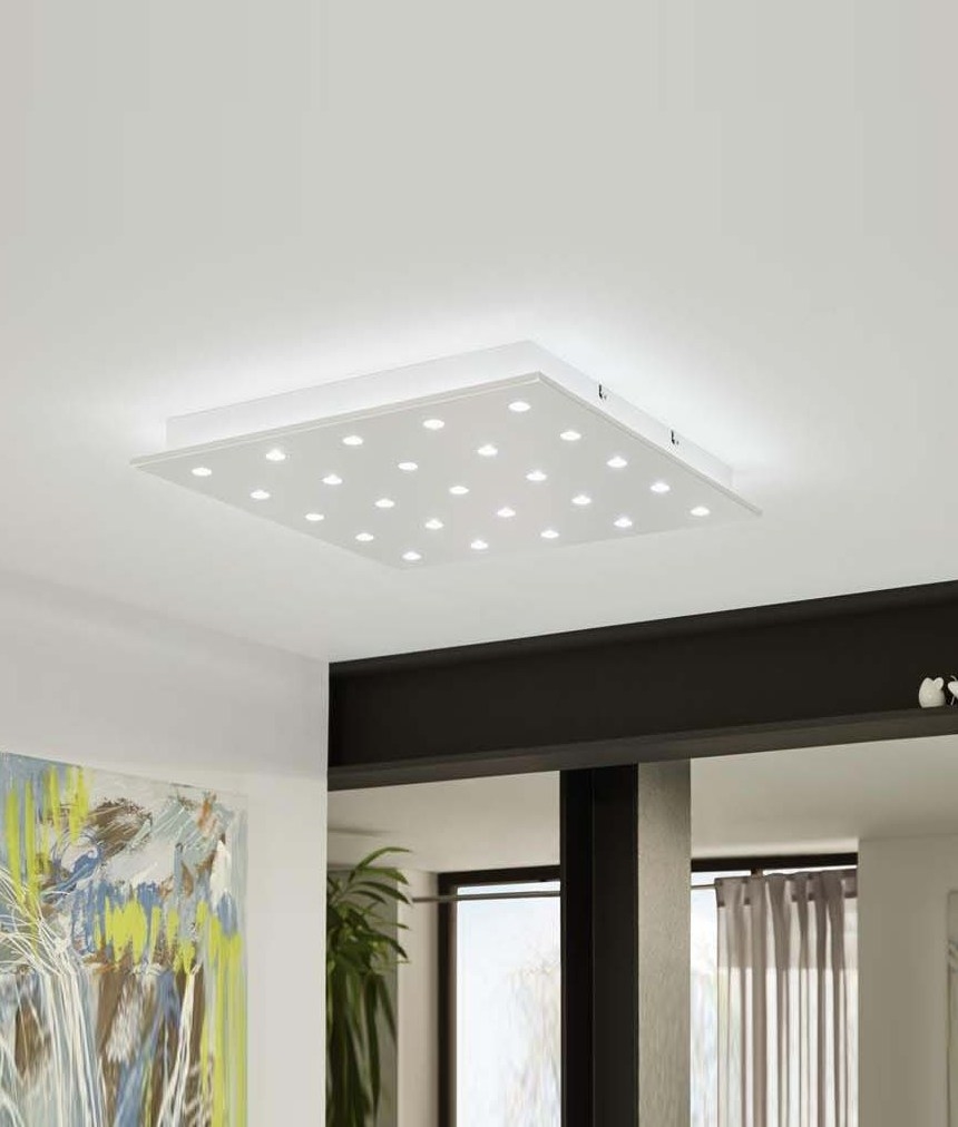 Square 470mm Flush Light With Star Effect Two Finishes