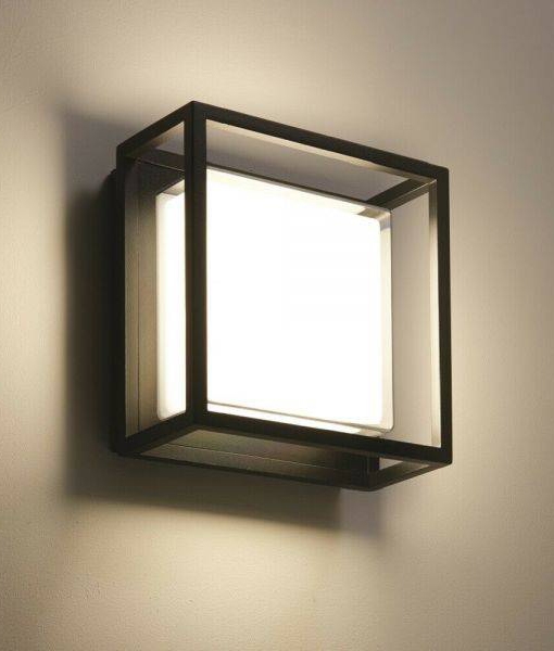 Outdoor Black Square Framed Led Wall Light With Diffuser Black Square Framed Led Wall Light, Outdoor Black Lights