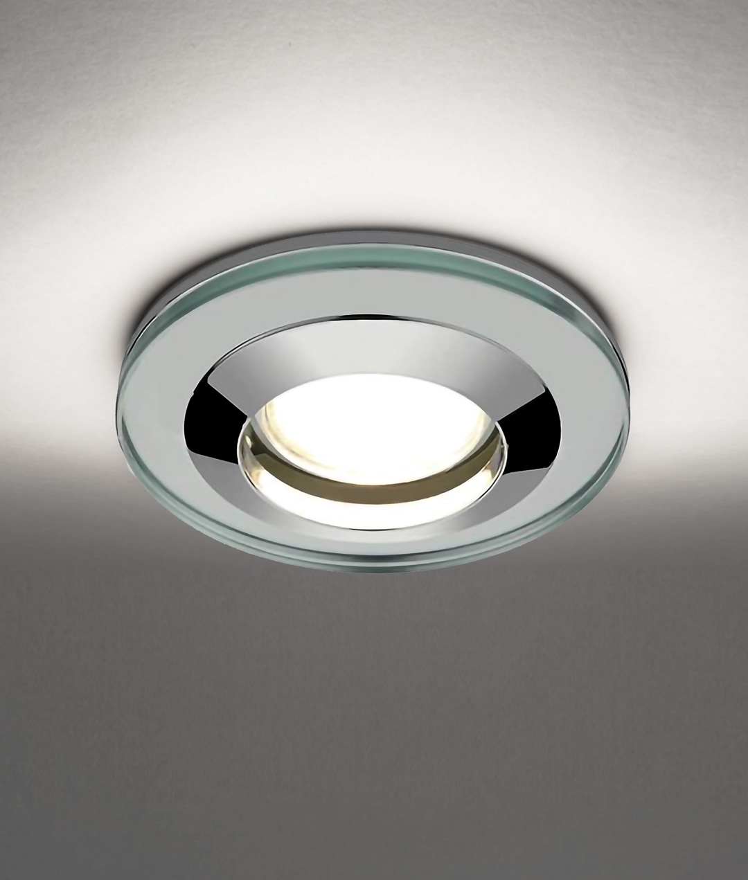 Glass Downlight Designed for Safe use in Bath and Showers Mains GU10