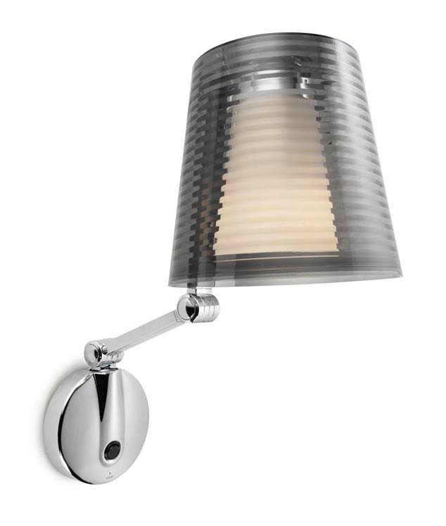 Swing Arm Chrome Bedside Wall Light with Acrylic Shade