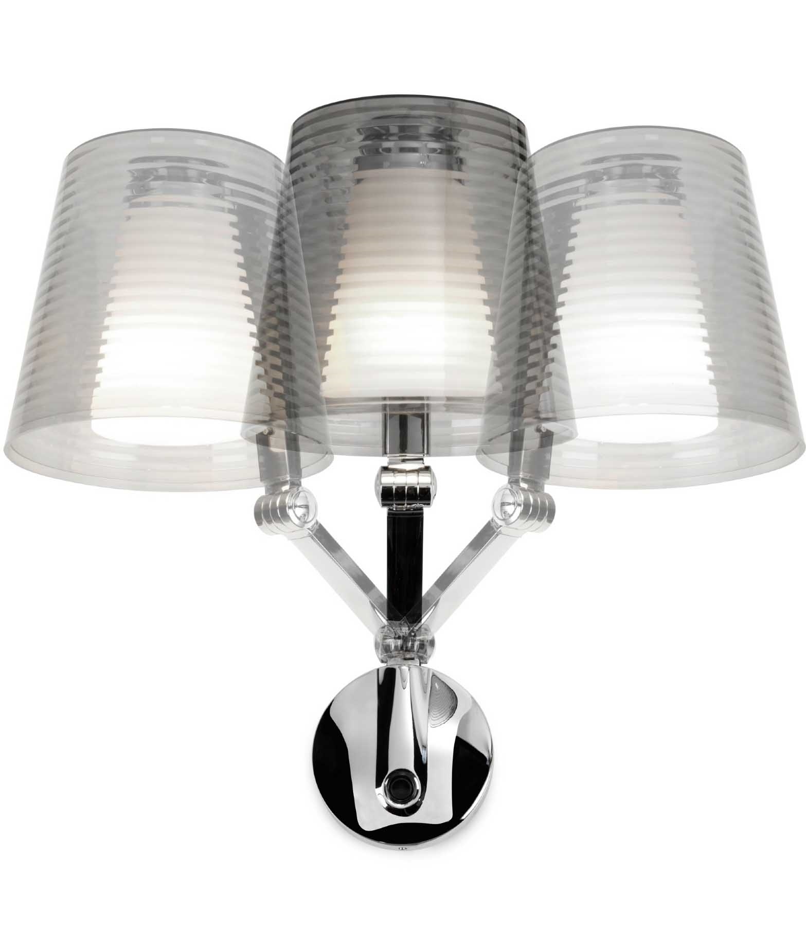 Swing Arm Chrome Bedside Wall Light with Acrylic Shade