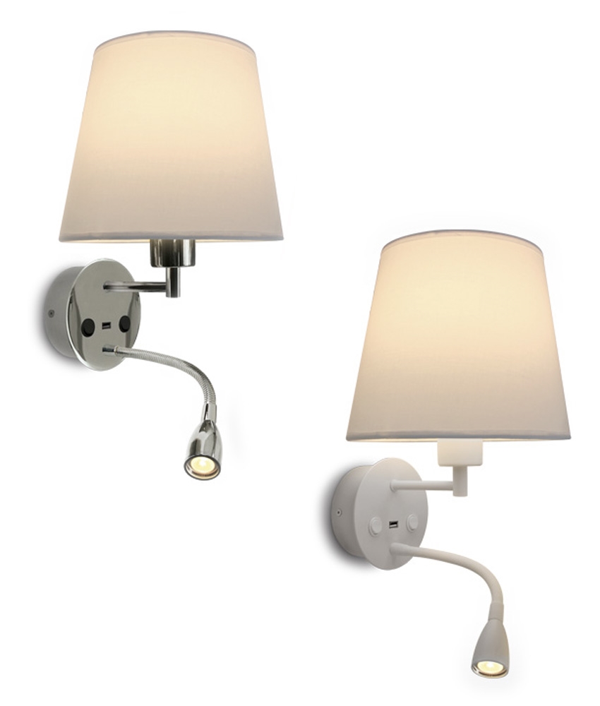DualFunction Bedside Wall Light with Adjustable Arm, Independent