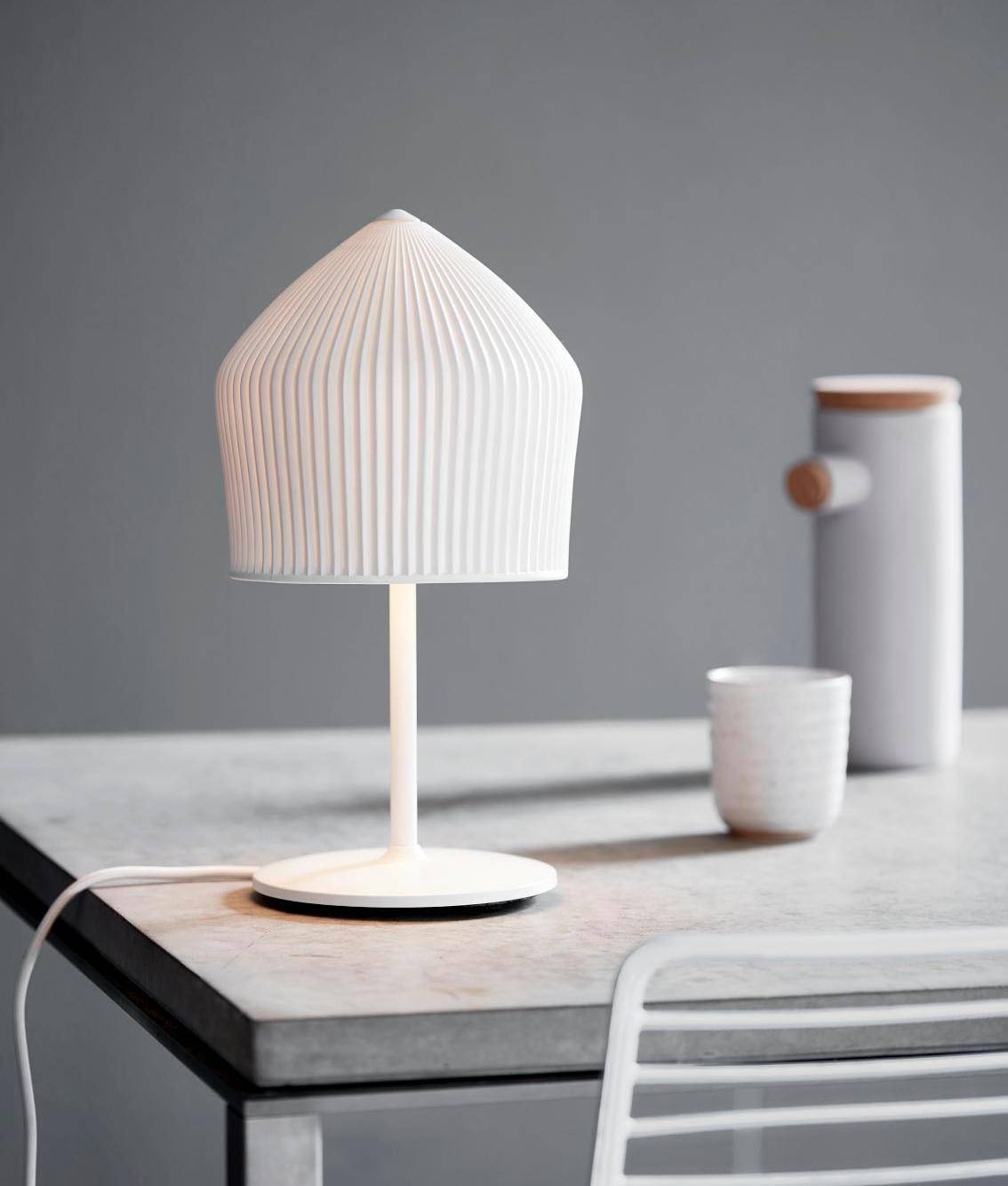 Ceramic Shade Table Lamp With Pencil Pleat, Illuminated Globe Table Lamp Shade