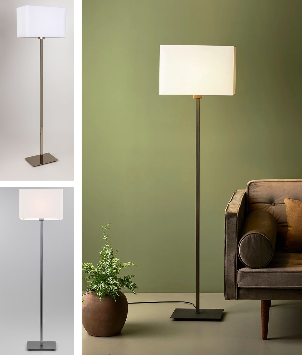 Floor Standing Lamp With A Square Stem, Living Room Standing Lamps Uk