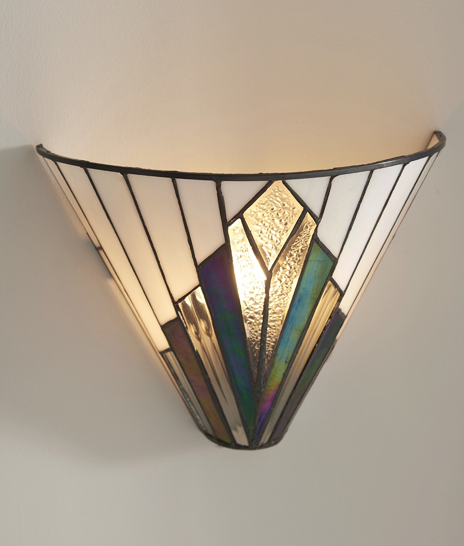 Flush Wall Uplighter Art Deco Style & Tiffancy Glass