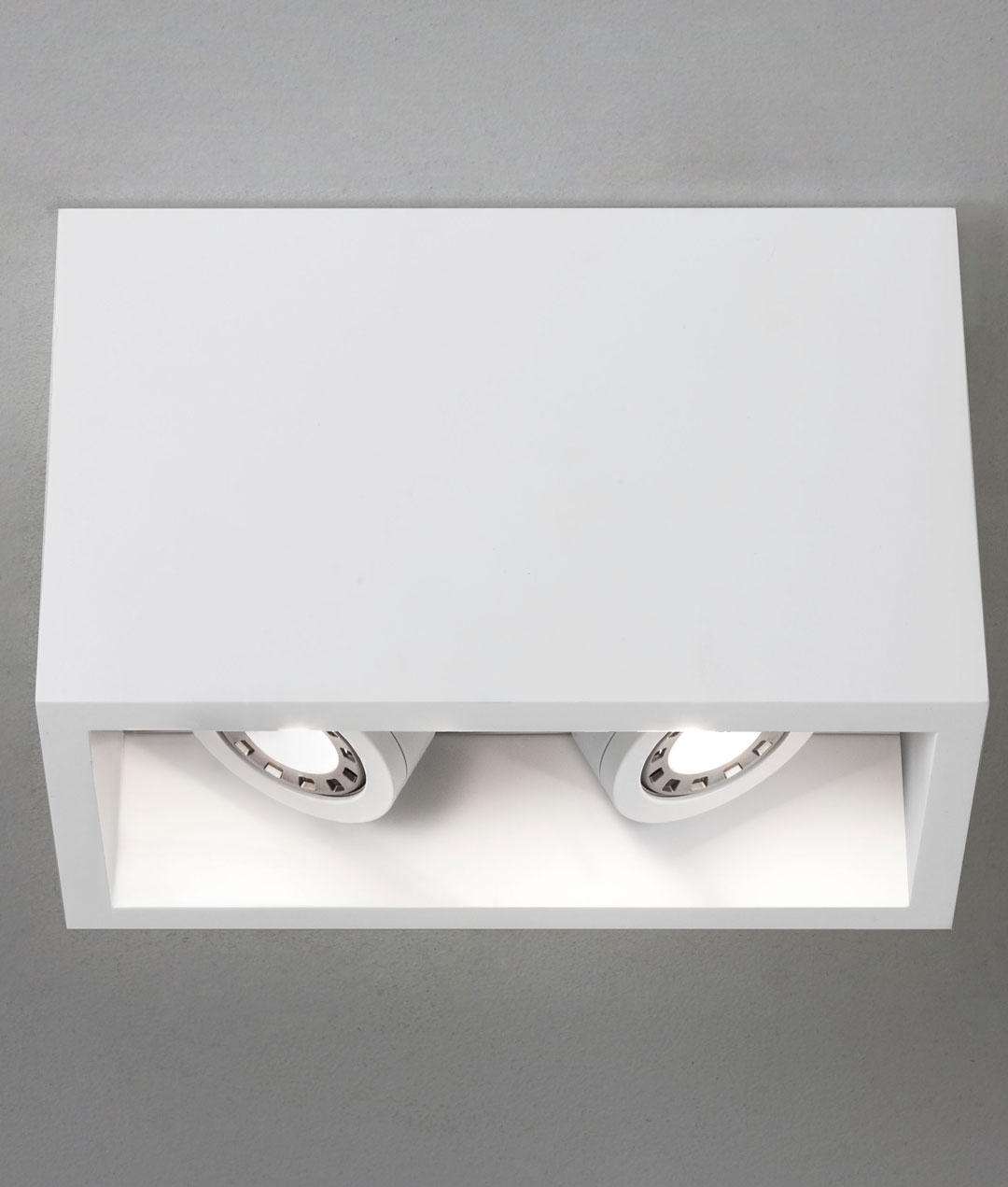 Surface Mounted Plaster Light Fixture With Two Adjustable Led