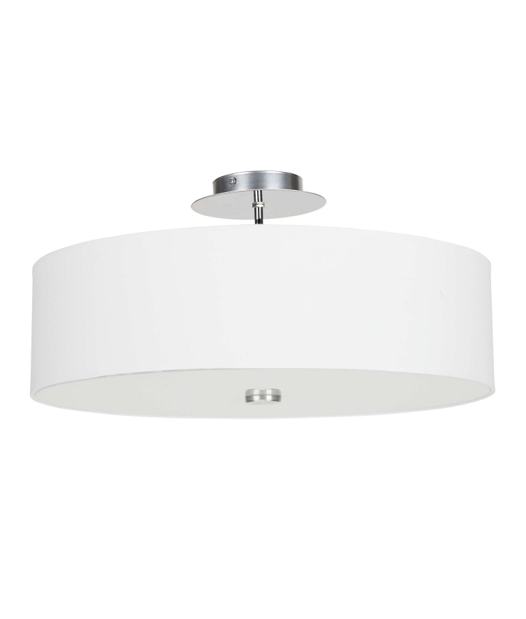 Fabric Shaded Modern Semi Flush Light With Glass Diffuser 3 Finishes