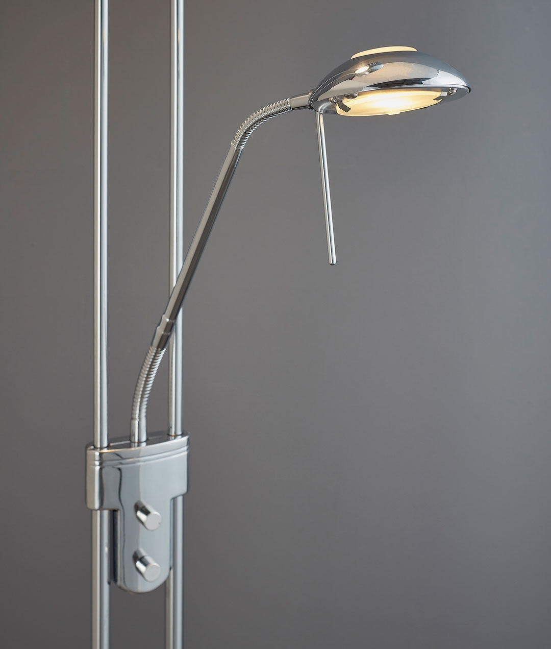 Mother and Child Floor Lamp with Dome Shade and Adjustable Side Arm